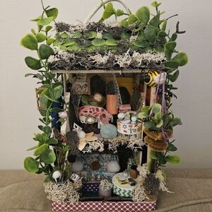 Handmade OOAK Fairy House Miniature Dwelling with Sleeping Fairy 10" Handcrafted